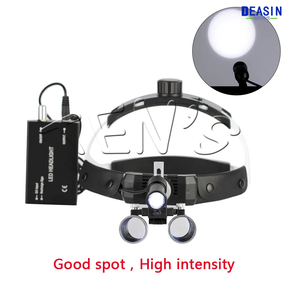 2.5X/3.5X 420 mm Dental Loupe Magnifier Binocular Magnifier Surgery Surgical Medical Operation Loupe with Spotlight Head Light