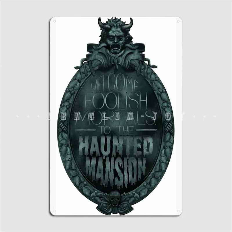 Haunted Mansion Sign Digitally Illustrated Metal Sign Mural Painting Printing Pub Garage Wall Mural Tin Sign Posters