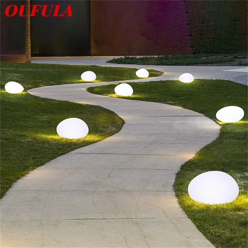 

OUFULA Outdoor Lawn Lights Modern Creative Stones Garden Lamp LED Waterproof IP65 Decorative for Home