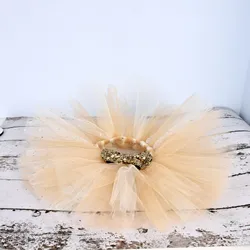 New Arrival Baby First Birthday Tutu Skirt Glitter Gold Fluffy tutu skirt with bow Infant Tulle Tutus Cake Smash Newborn-5T 6T