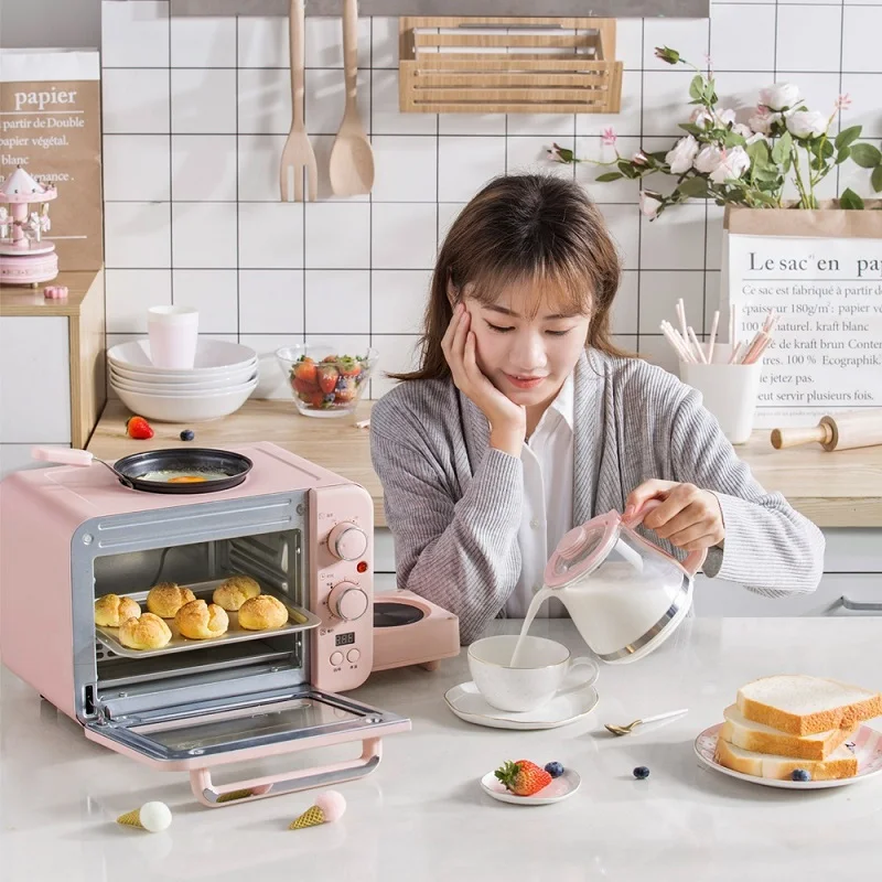 Multifunctionele Ontbijt Broodrooster Melk Heater Thuisgebruik Cake Koffie Pizza Drie In Een Elektrische Oven