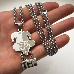 Polished Stainless Steel Large ICP CLOWN TWIZTID PENDANT CHARM NECKLACE 4mm 24INCH Rolo CHAIN Jugallo