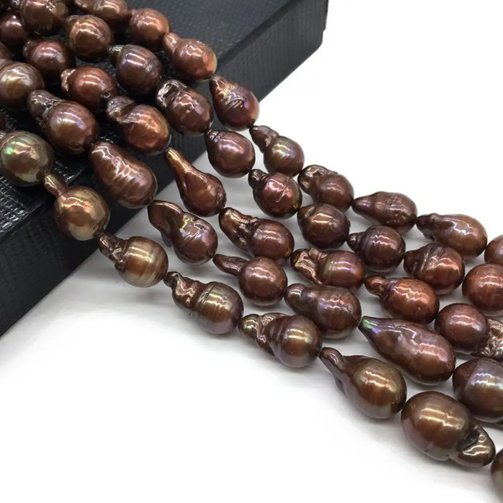 

12-13mm Brown Coffee Baroque Flameball Beads 40CM Strand (About 23Pcs/Lot) Natural Freshwater Pearls Some Defect