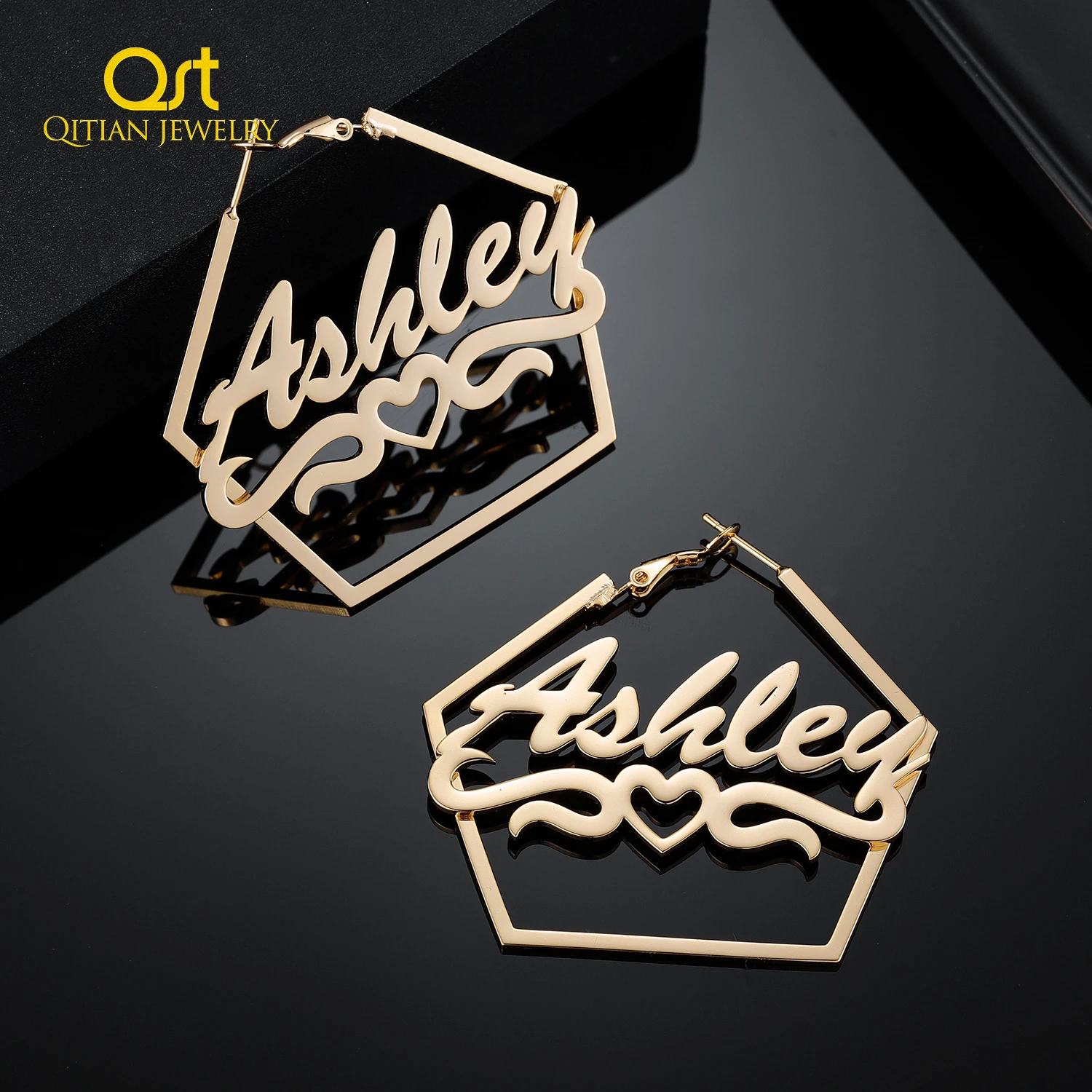 Custom irregular Name Earrings Inspired Name Hoops Personalized Exaggerated Custom Hoops Names Earrings Stainless Steel Jewelry