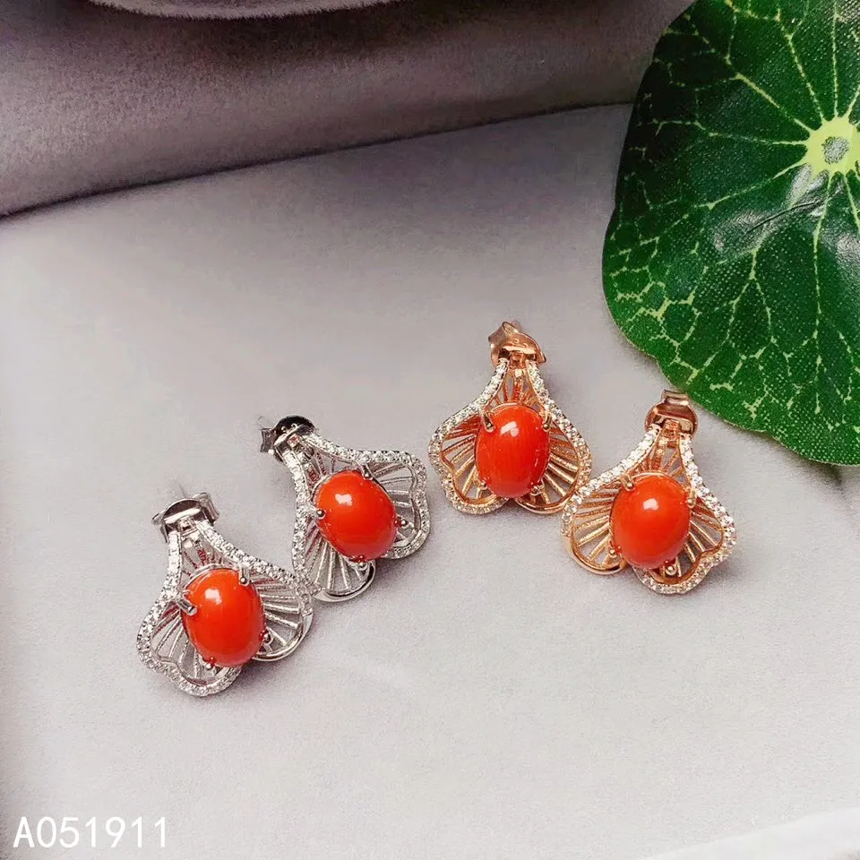 

KJJEAXCMY fine jewelry natural red coral 925 sterling silver women earrings new Ear Studs support test classic