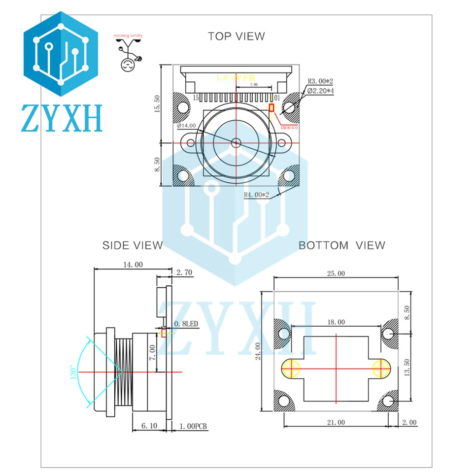 Raspberry Pi 4 B 3 B+ OV5647 Camera Module 130 Degree 1080P HD 5MP Night Vision Video Camera Board Adjustable Focus