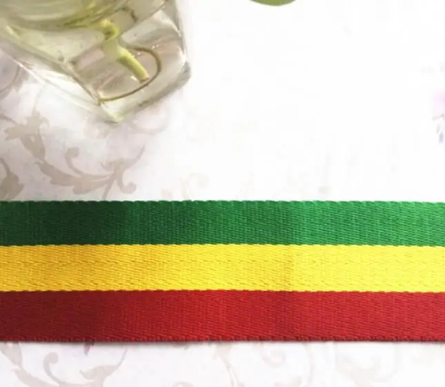 Fashion 10M Width 25mm Red Yellow Green Grosgrain Ribbons backpack Belt decoration tape DIY garment handmade sewing accessories