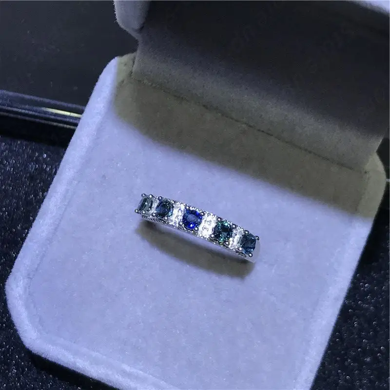 

New natural sapphire ring women's 925 silver small and simple style jewelry for young people's daily needs