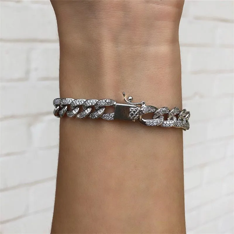 Ins Top Sell High Quality Vintage Jewelry White Gold Fill Pave White 5A Cubic Zirconia Hemp chain Bracelet Women Bracelet Gift