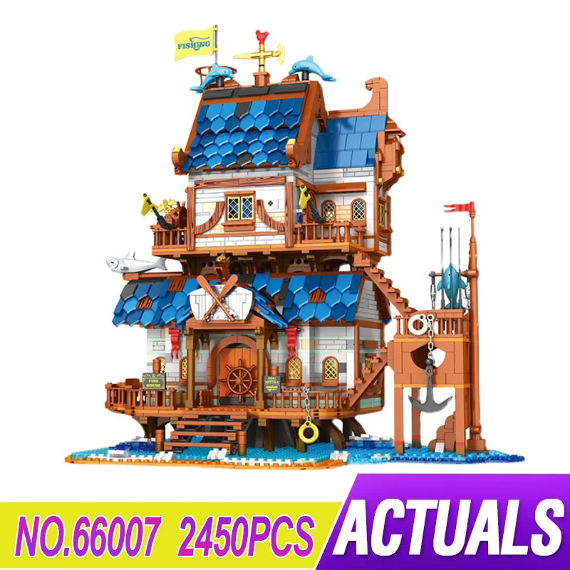 REOBRIX 66007 MOC Fishing Store Compatible 21325 Building Blocks Bricks Educational Puzzle Toy Christmas Gifts For Child