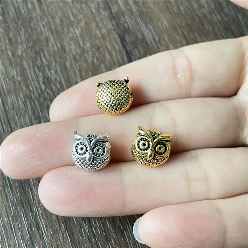 JunKang 11*11mm Perforated Owl Beads DIY Handmade Bracelet Necklace Jewelry Connection Accessories Popular European  American