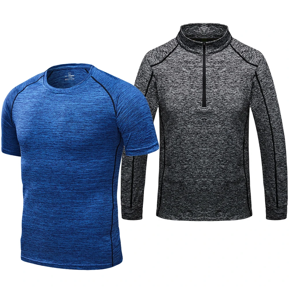 Quick Dry Breathable Fitness T-shirts Men Jersey Sports Running Short TShirt Slim Fit Gym Hiking Plus Size Long Sleeve Tshirt