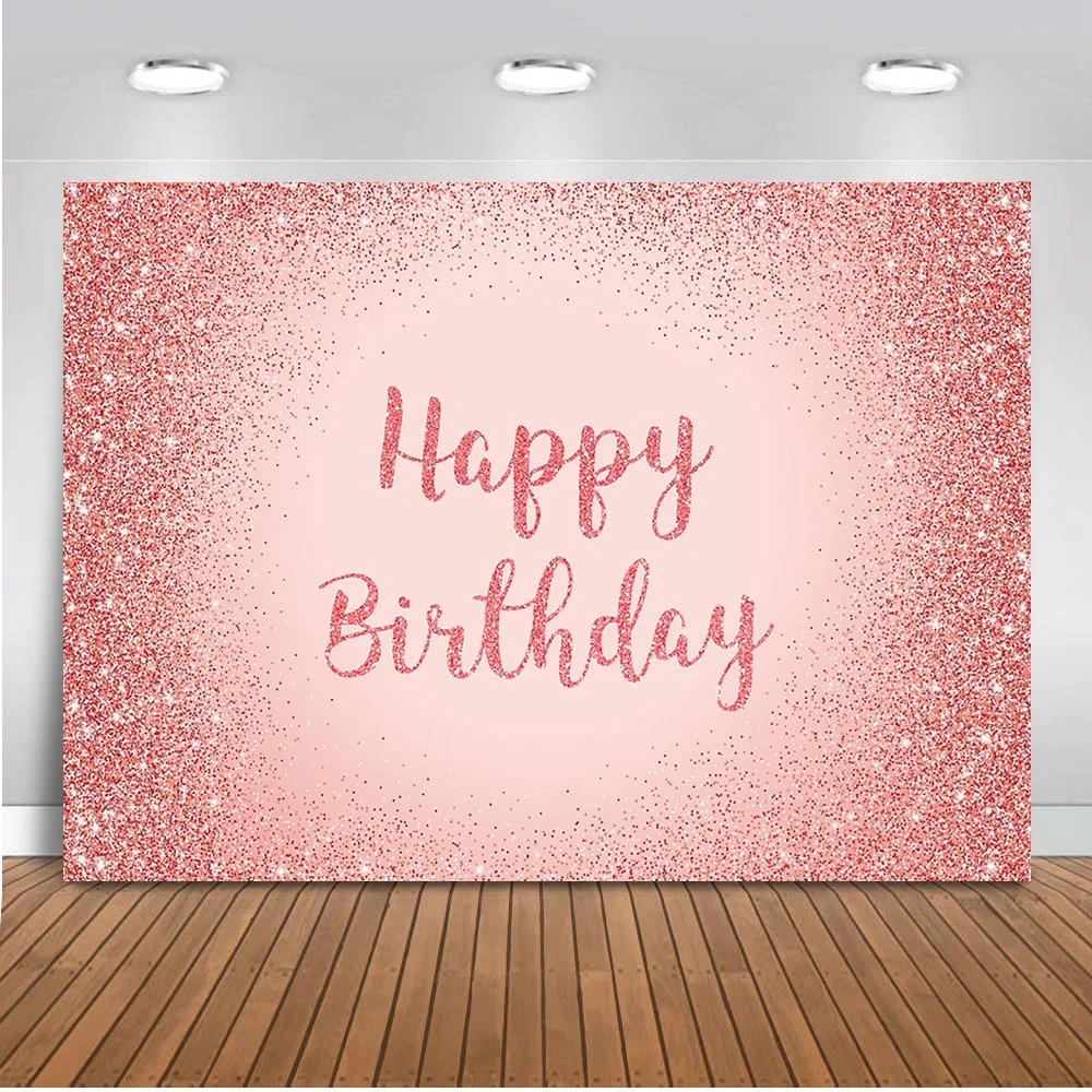 

Glitter Pink Birthday Party Photography Backdrops Party Decoration Background For Wedding Bridal Shower Backdrop Customize