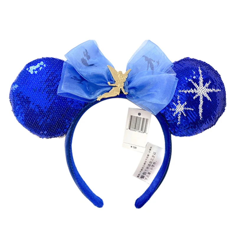 Disney Minnie Mouse Headband Cartoon Pattern Headdress Brand Blue And White Porcelain Style EARS COSTUME Headband Cosplay Plush