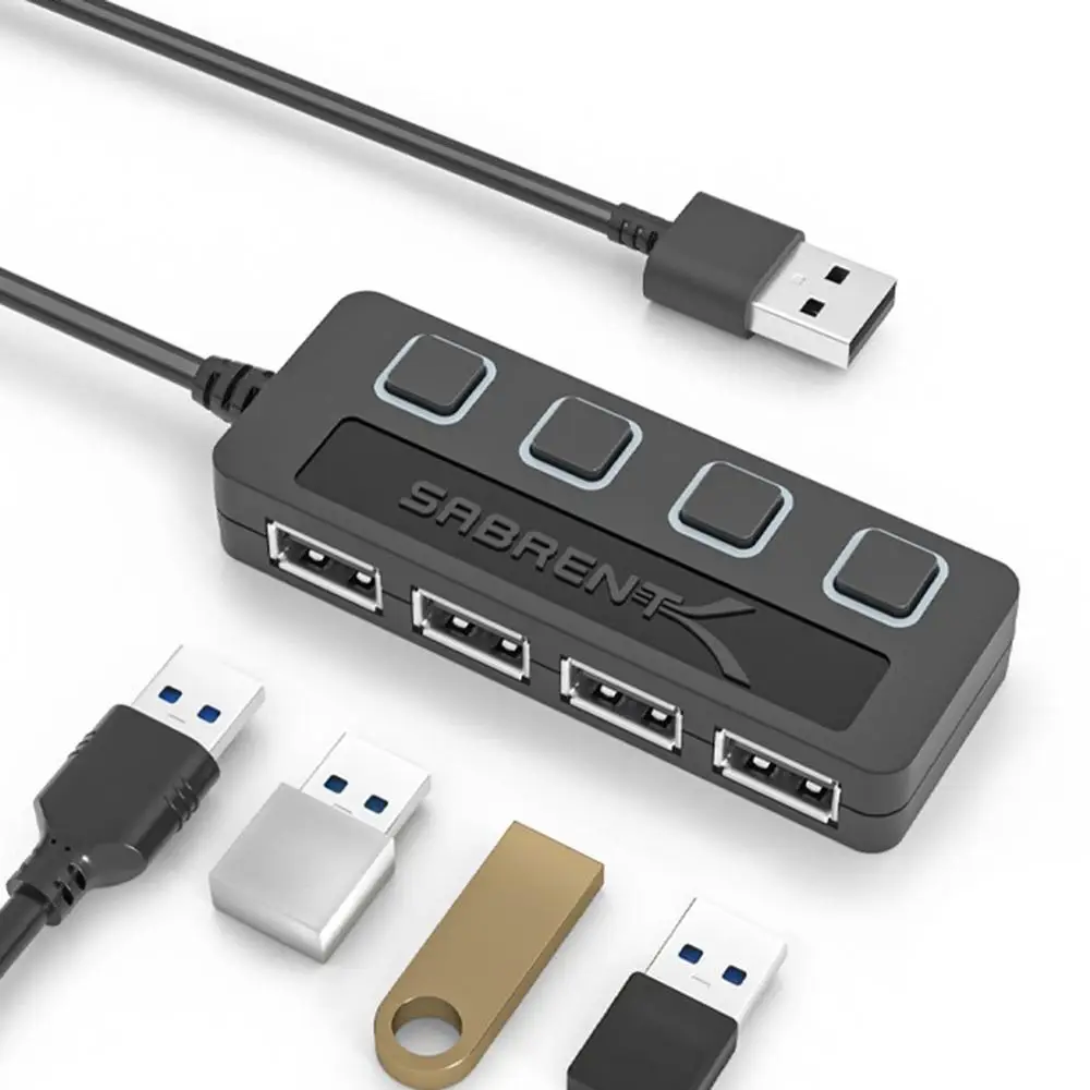 USB HUB 2,0 Hohe Speed4 Port Alle In Einem Für PC Windows Macbook Computer Accessori Ultra-dünne LED Power schalter USB 2,0 Splitter