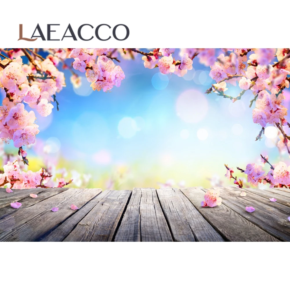 Laeacco Photo Backgrounds Spring Colorful Flower Floret Vines Brick Wall Wooden Floor Baby Photography Backdrops Photo Studio