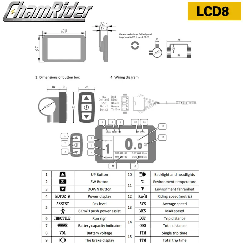 Electric Bicycle Display KT LCD Meter LCD3 LCD8HU LCD5 For KT Intelligent Controller 24V 36V 48V Ebike Panel Julet waterproof