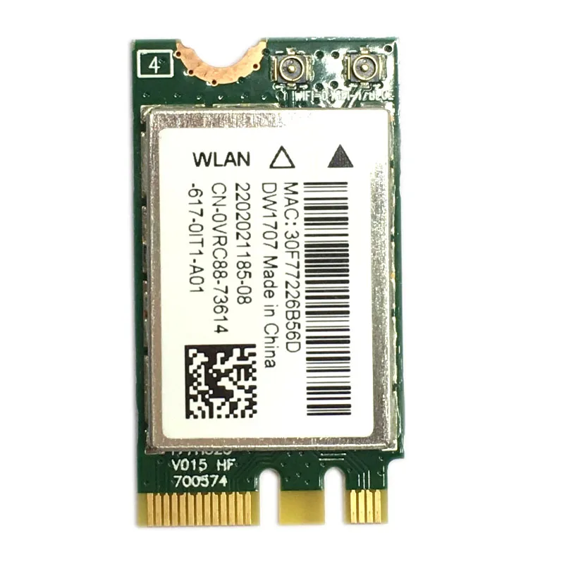 QCNFA335 tarjeta inalámbrica para Dell, DW1707, WLAN, WiFi 802,11, b/g/n + Bluetooth 4,0, NGFF, VRC88, Latitude 3340, E5250, 3550, E7250, E7450