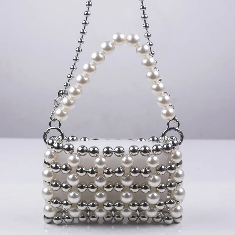 

New Dinner Pearl Chain Bag Niche Design Handmade Beaded Pearl Portable Messenger Ladies Party Bag