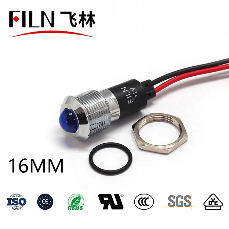 FILN 뜨거운 판매 방수 금속 Led 표시기 오토바이 자전거 보트 파일럿 램프 16mm 12v 24v 110v 220v led 표시 등