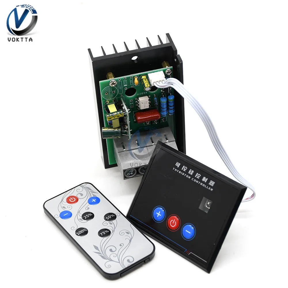 AC 220V 6000W Intelligent Digital Display Thyristor Voltage Regulator with Isolated Power Supply+Buzzer+Infrared Remote Control