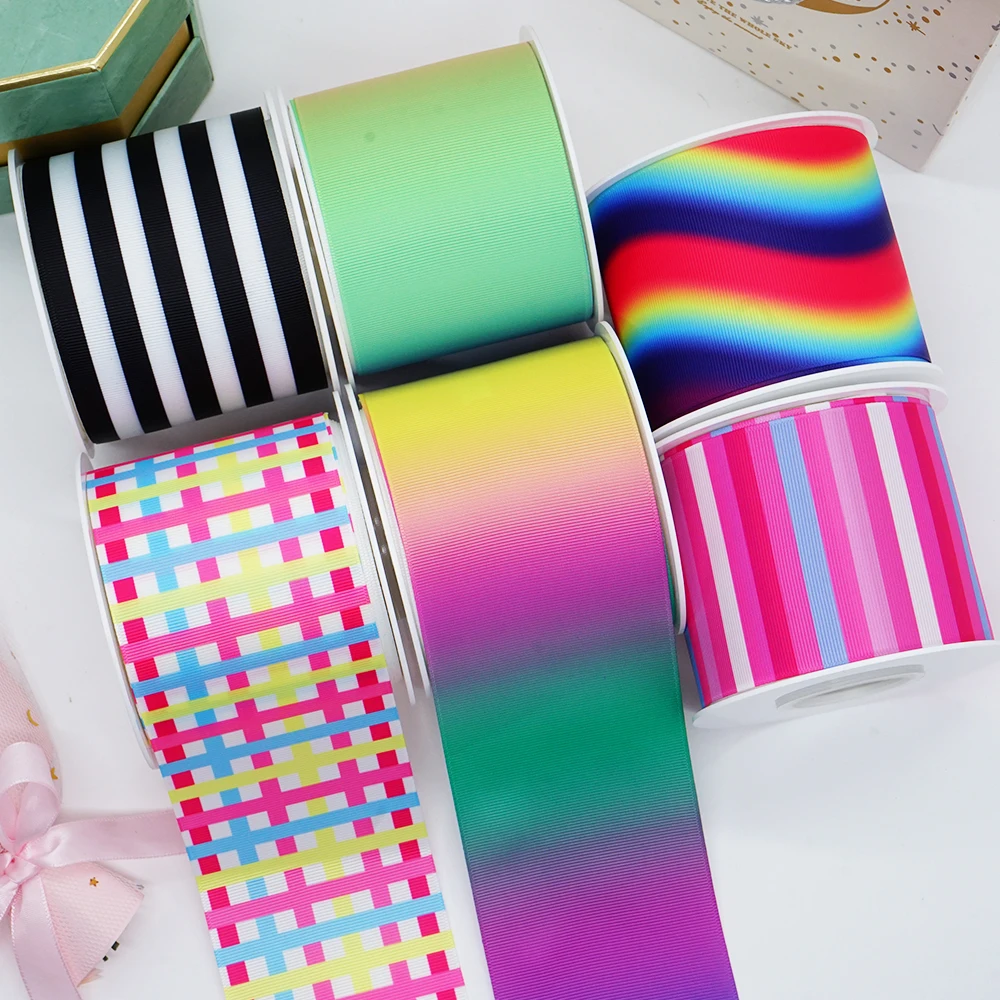 5 Yards Stripe Printed Grosgrain Satin Ribbons For Bows DIY Craft Decoration Packaging Supplies. 60101