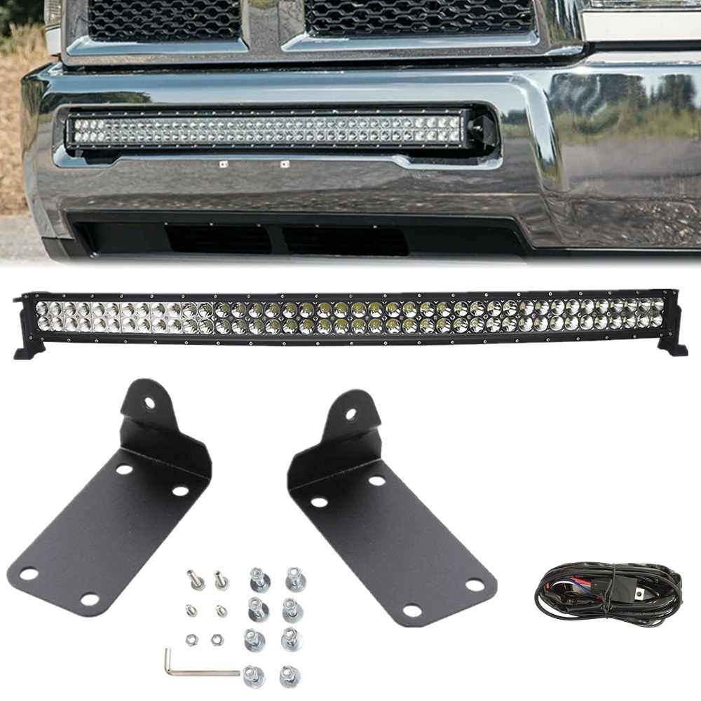 Car Lower Bumper 42inch 240W LED Curved Light Bar holder Mounting Brackets Kit For Dodge RAM 2500 3500 2010-2018