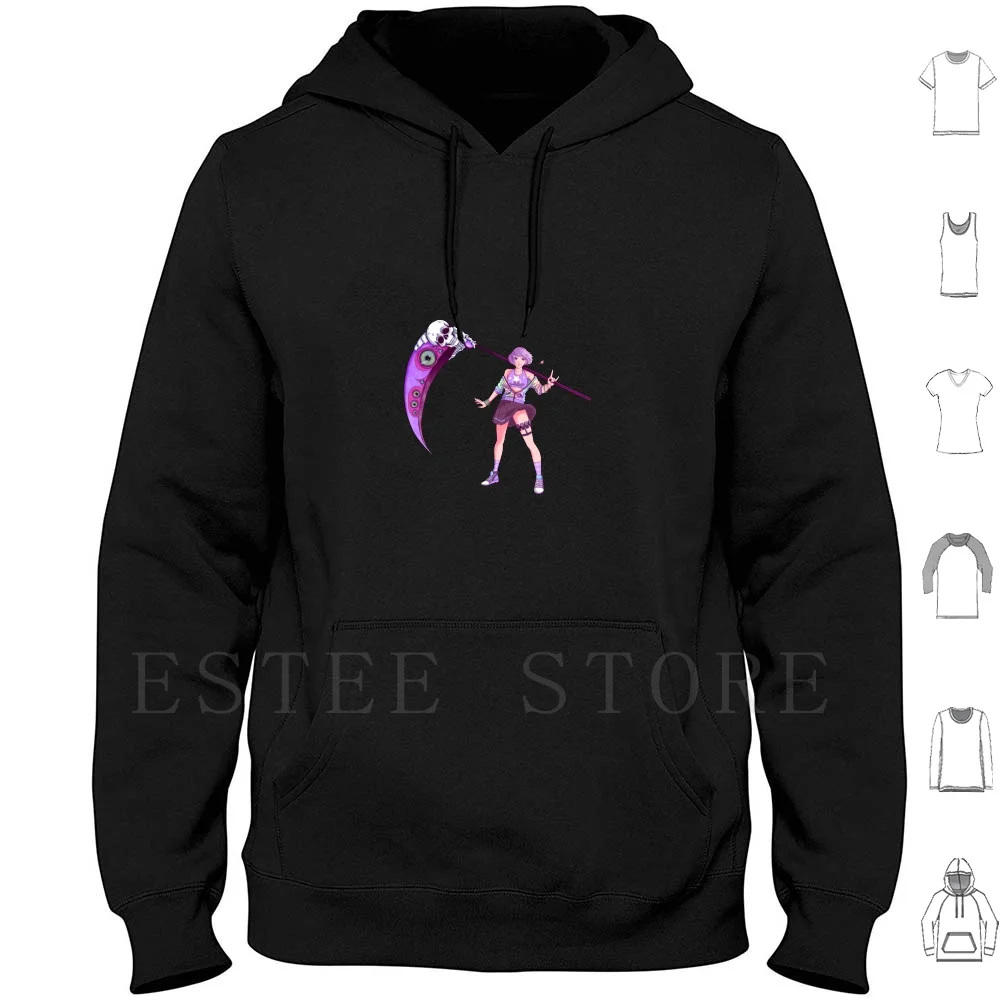 Scythe Girl Hoodies Long Sleeve Anime Manga Girls False Skull Eyes Eye Semi Realistic Realistic Cool Mower Magic