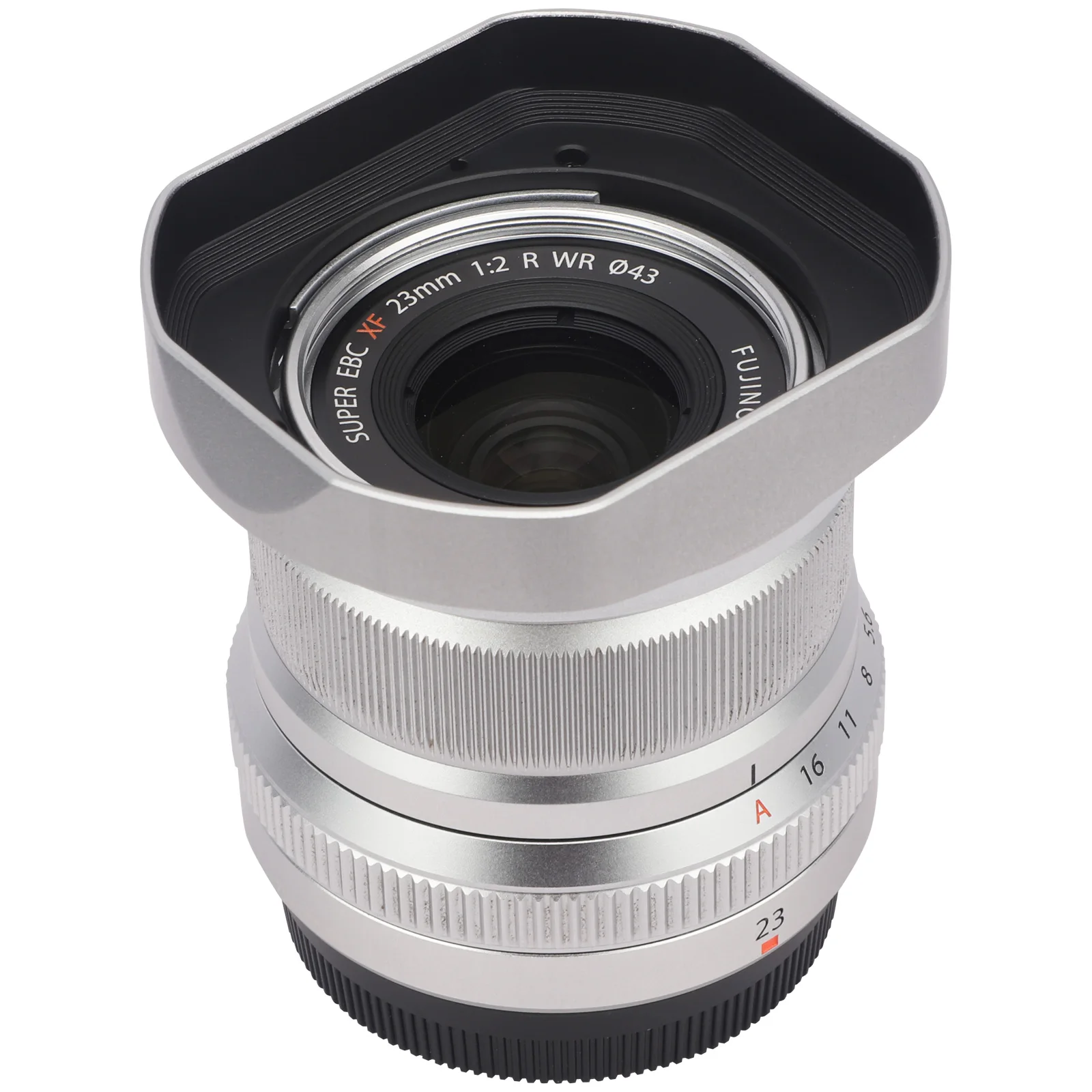 Il LH-X35NS con Cap-X35NS cappuccio in metallo Kit argento quadrato paraluce in metallo è progettato per obiettivo Fujifilm XC 35mm F2