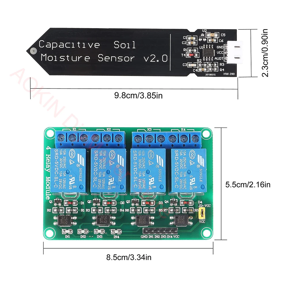 Automatic Irrigation DIY Kit Self Watering System for Garden Plant with Capacitive Soil Moisture Sensor+ Water Pump+Relay Module