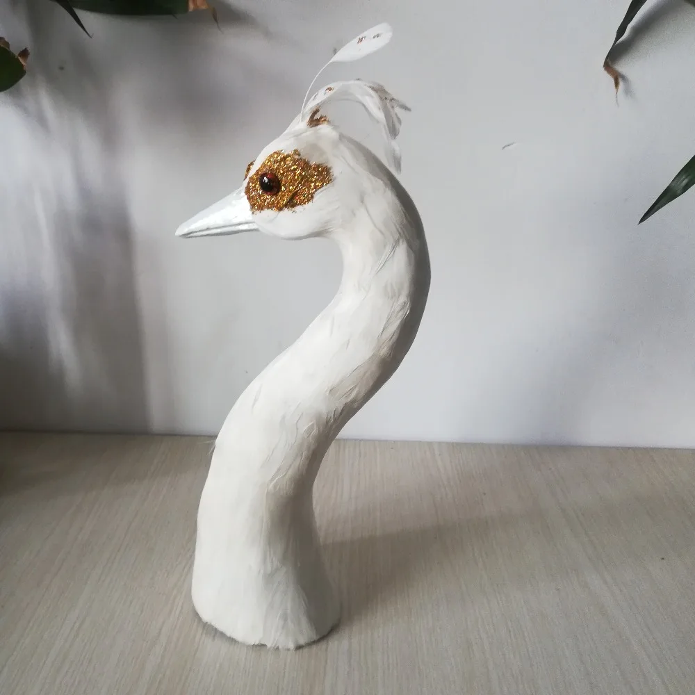 

simulation animal about 32cm white peacock head foam&feathers head hard model display stage prop,home Decoration Xmas gift b08