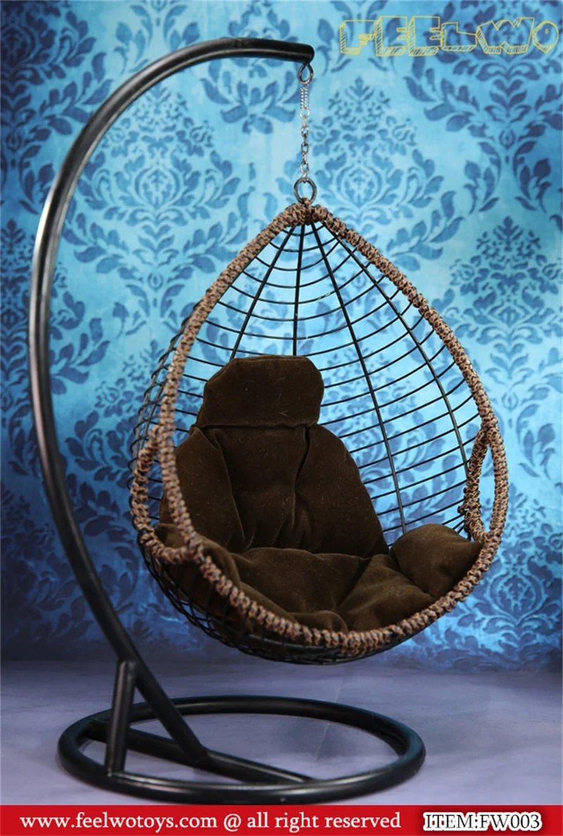Not Real 1/6 FW003 Metal Hanging Chair Rocking Hanging Basket Swing Chair Toys Model About 30CM High For Doll Scene Component