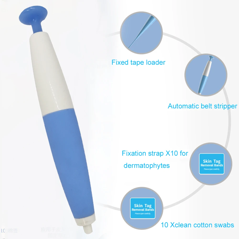 Herramienta de eliminación de papiloma para el cuidado de la cara, Kit de microbanda azul, removedor de etiquetas de piel, maíz con hisopos de limpieza, verruga de Topo