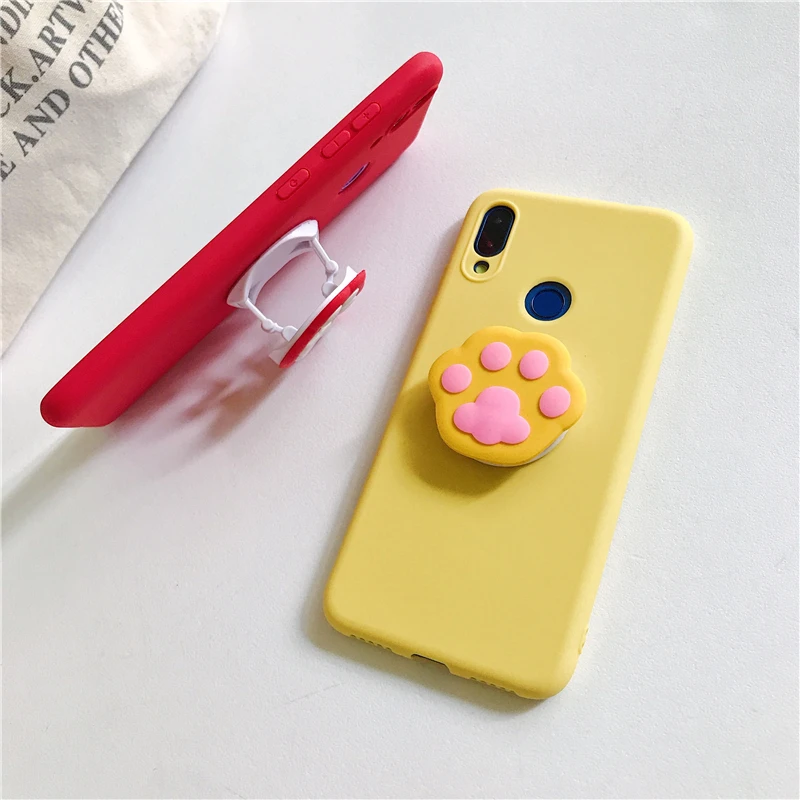 Candy Case Cat Dog Paw Holder Soft TPU Cover For Xiaomi Redmi Note 3 4 4X 5 5A 6 7 8 9T 9 9S 9T 10 10S Pro Max 5G Y1