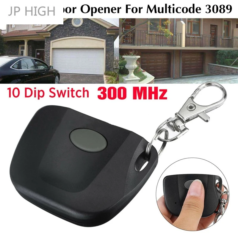 300 MHz Remote Control Garage Door Opener Car Gate Opener Mini Remote Transmitter Black for Multicode 3089