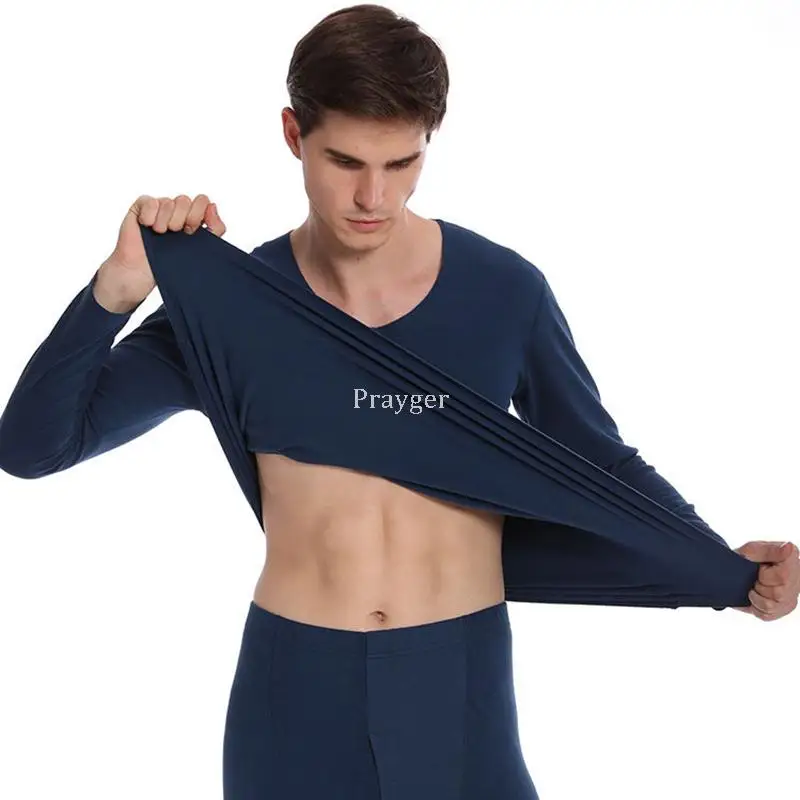 Men Thermal Underwear Winter Long Johns Male Tops Buttoms Clothes Invisible Set  Big Large Waist L-4XL