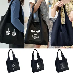 Bolso de lona de algodón puro para mujer, bolsa de compras, de hombro, imagen en blanco de Anime