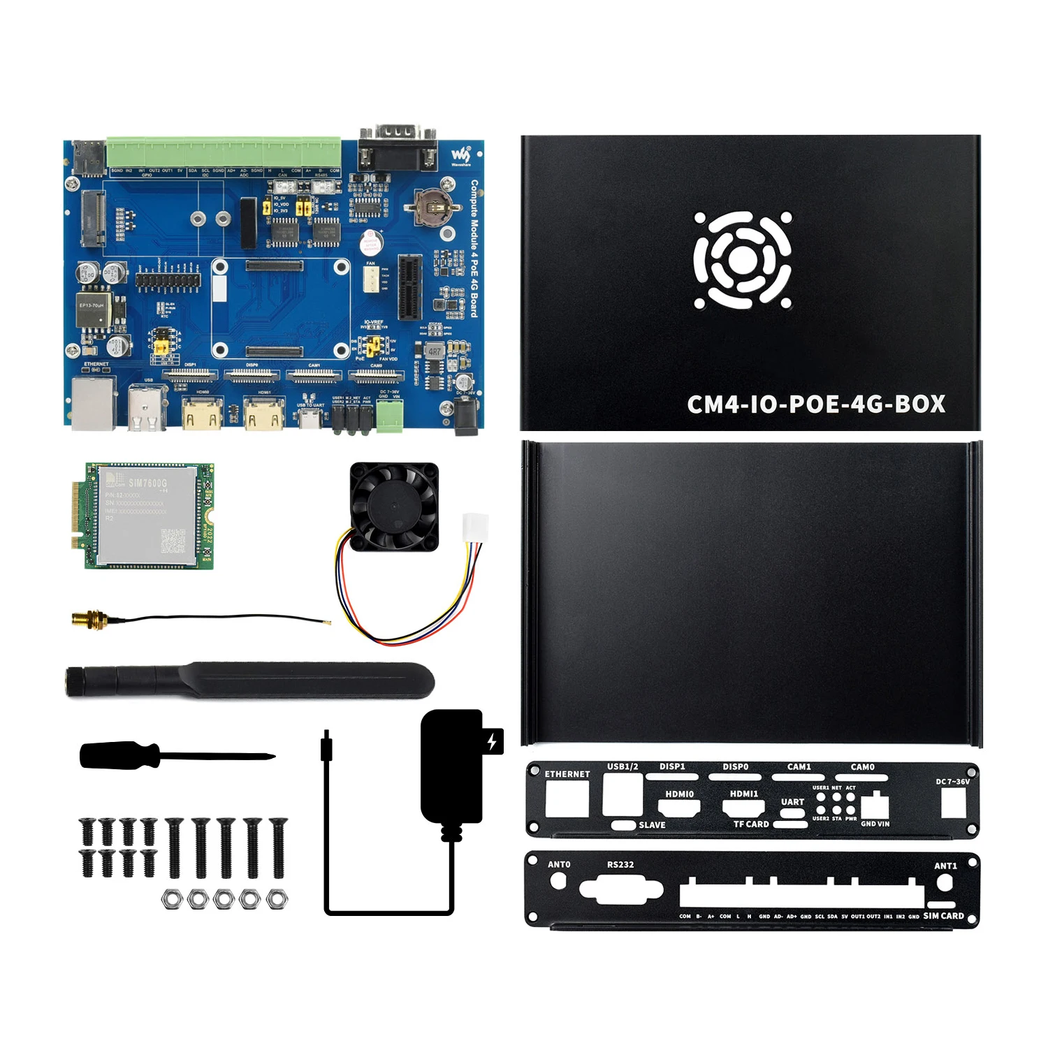 CM4 キャリアボード IoT プロジェクト 4G LTE PoE ケース付き スターターキット for ラズベリーパイ RasPi RPI Raspberry Pi Compute Module 4 Lite eMMC 電源 4GB 8GB 16GB RAM 電子部品