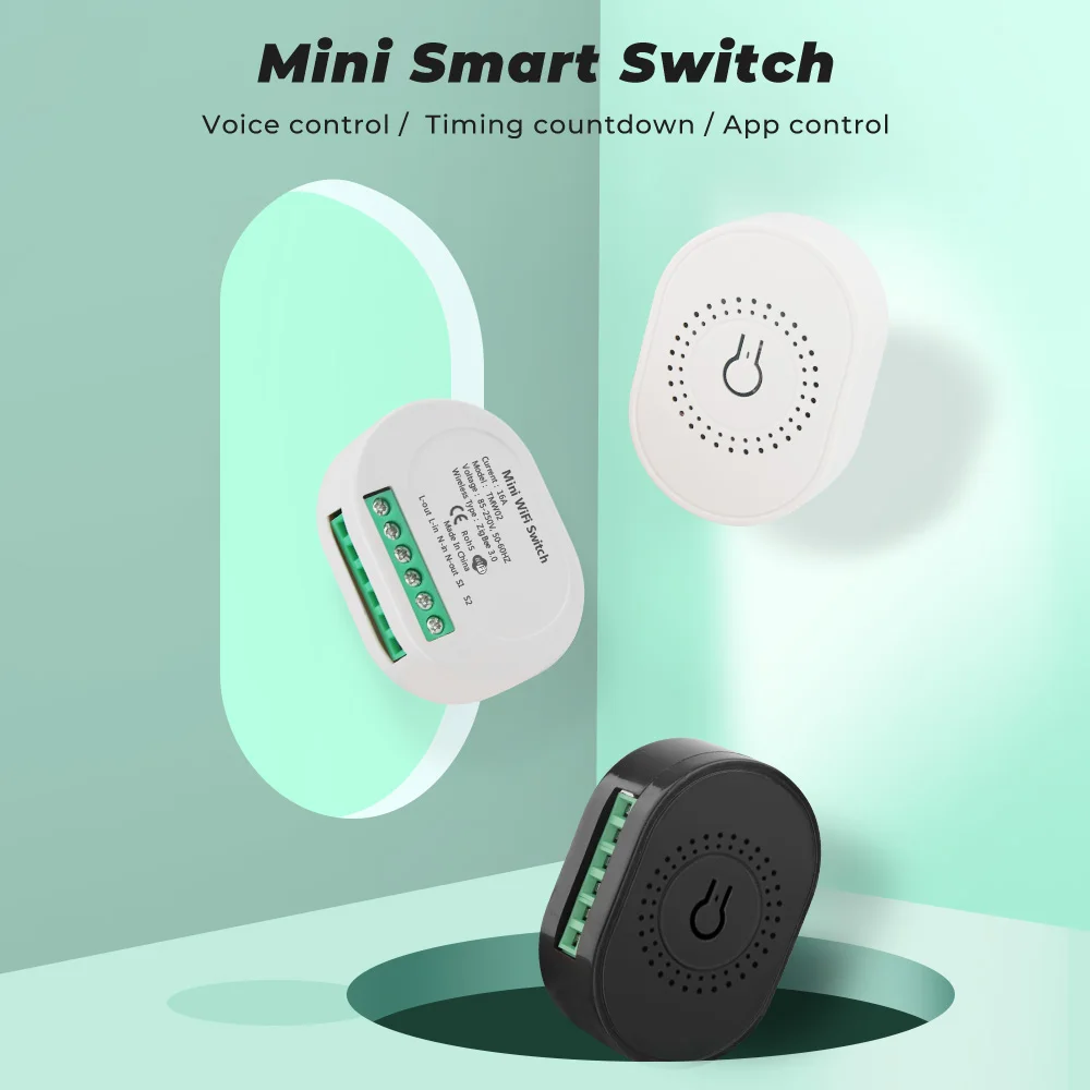 Smart Life Tuya APP Wifi Mini Switch Module Controller 16A Smart Timer Automation DIY Light Wall 2 Way Control Alexa Google Home