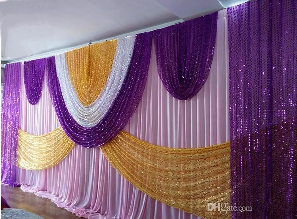 

10ft*20ft Luxury wedding backdrop curtain with Bling Shiny sequin swags and drapes Party Stage Background Pleated Curtain