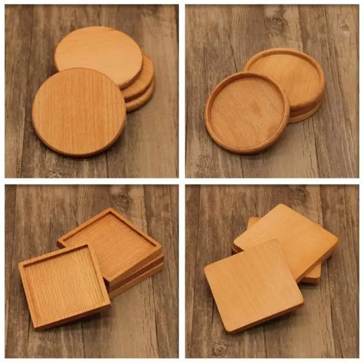 

200pcs/lot 8.8cm Beech & Walnut Wood Coasters Cup Coffee Tea Cup Pads Drinking Mats Teapot Drink Coaster Wholesale