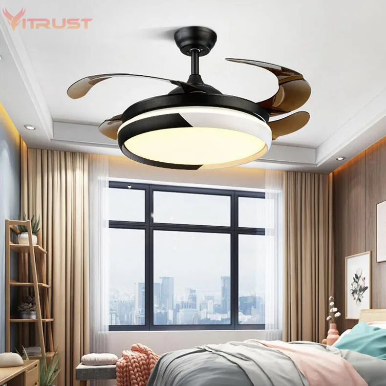 Fan Light Ceiling Home Smart Living Room Lamp with Remote Control Invisible fan Led Chandelier