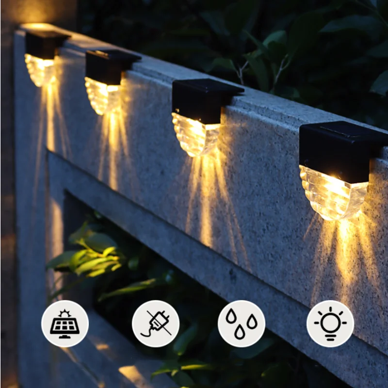 2/4/6/8pcs Solar Garden Light Outdoor Waterproof Color Changing Shell Solar Led Wall Lamp Statir Fence Deck Christmas Decorative