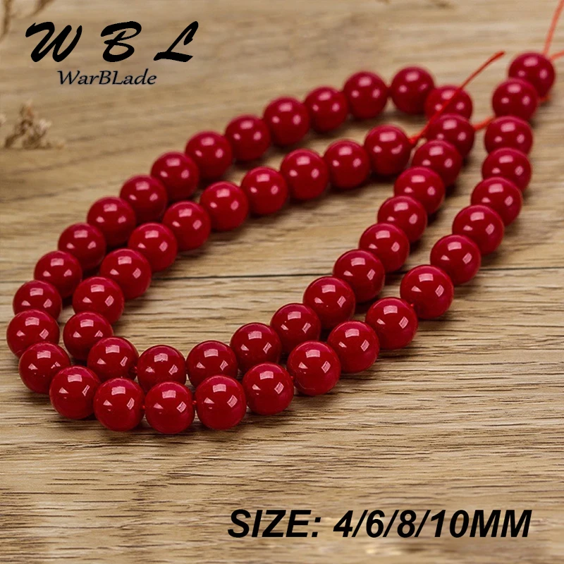 WarBLade Natural Stone Round Dark Red Coral Beads Loose Beads 4mm 6mm 8mm 10mm For DIY Bracelet Necklace Jewelry Making Findings