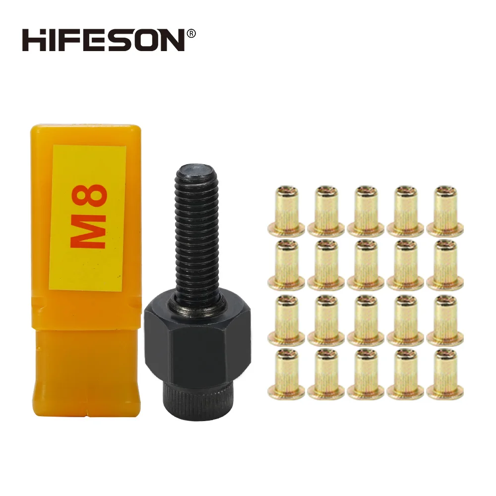 HIFESON Hand Rivet Nut Tool Head Nuts Manual Riveter Rivnut Tool with steel nuts for M3 M4 M5 M6 M8 M10