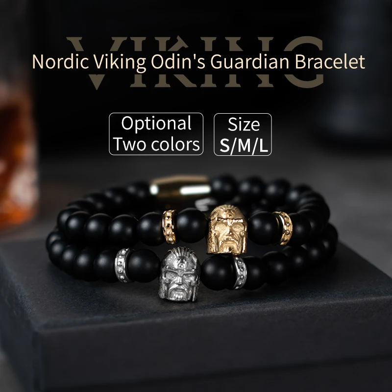 High quality Odin Head vintage strand bracelet for men stainless steel fashion Jewelry Viking valknut Totem