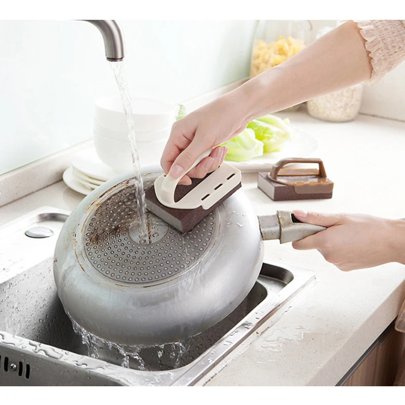 شاومي الإبداعية نانو الصنفرة الإسفنج ممسحة مع مقبض ديسكالر تنظيف فرشاة ل وعاء أسفل الصدأ إزالة التلوث ماجيك مسح