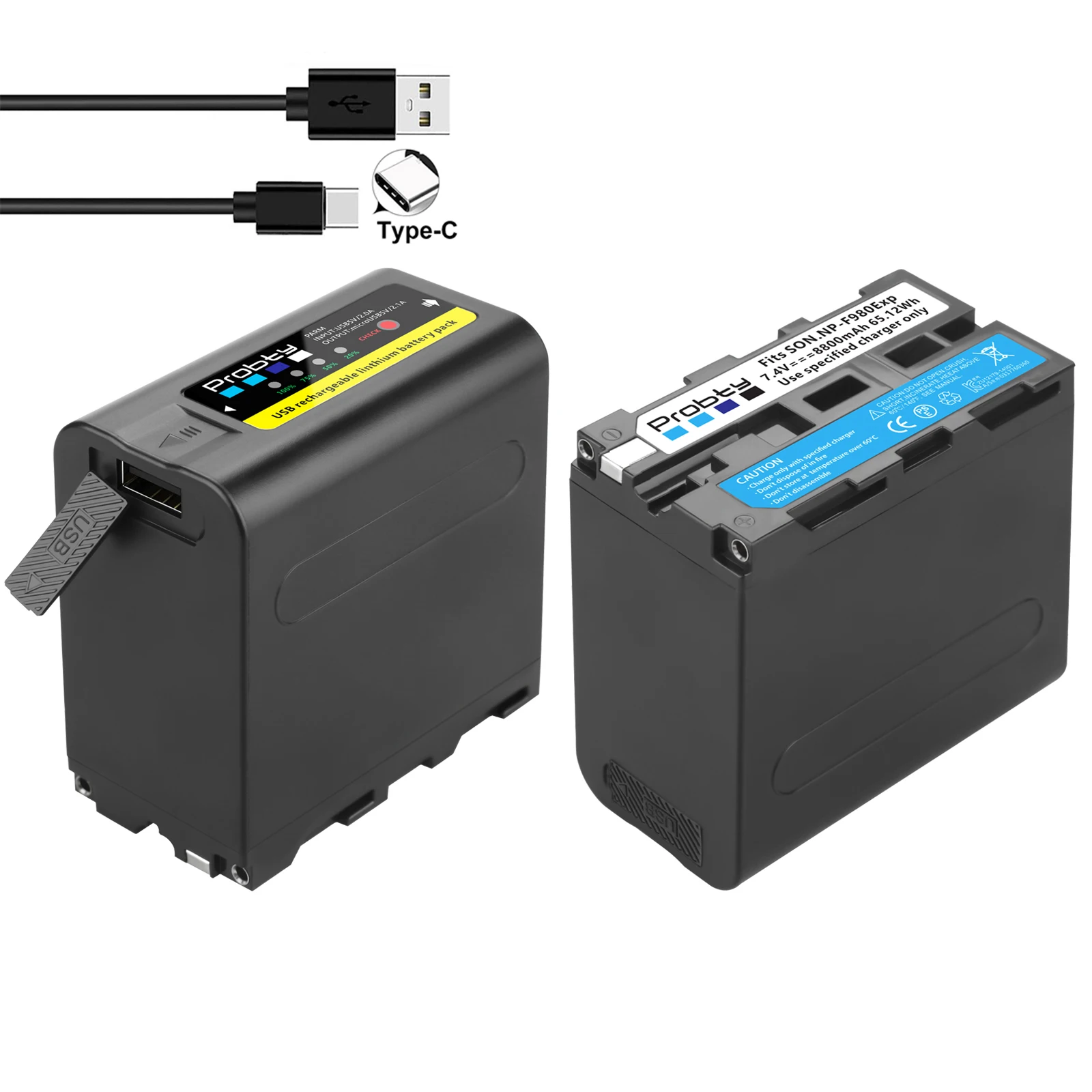 Probty 10800mAh NP-F980 NP-F970 NPF960 NP F970 Batterij met USB Lading Uitgang Voor Sony PLM-100 CCD-TRV35 MVC-FD91 MC1500C