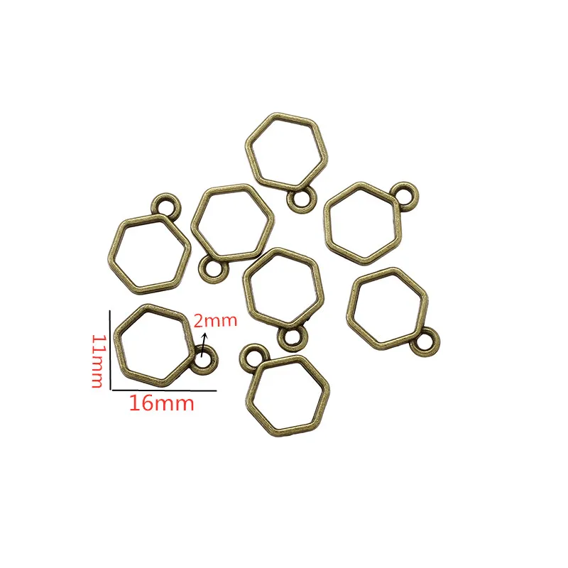 YuenZ 10pcs 7Color Mini  hexagon Charm Hollow Glue Blank Pendant Tray Bezel Charms DIY Bracelet Necklace Handmade Bezel Mold