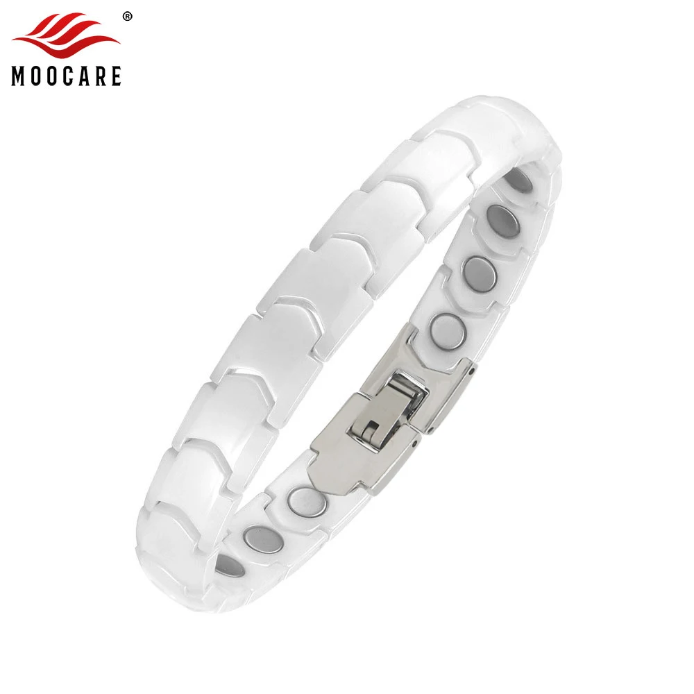 Moocare White Ceramic Magnetic Therapy Bracelet Bio Elements Energy Germanium Bracelets Charms Bangles For Women Men